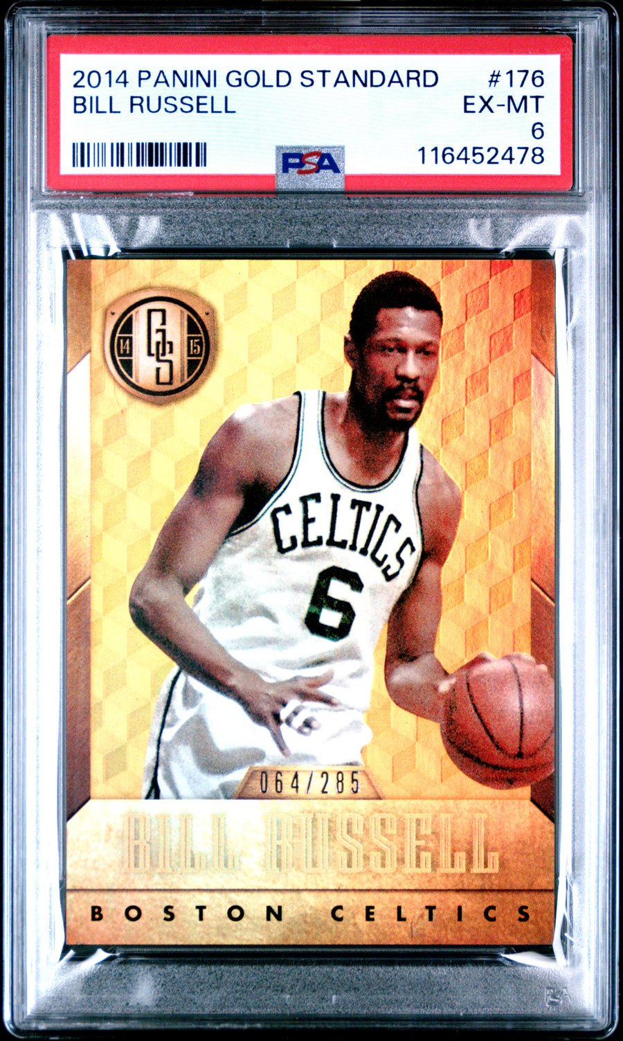 2014 Panini Gold Standard #176 Bill Russell 064/285 PSA 6 — Front