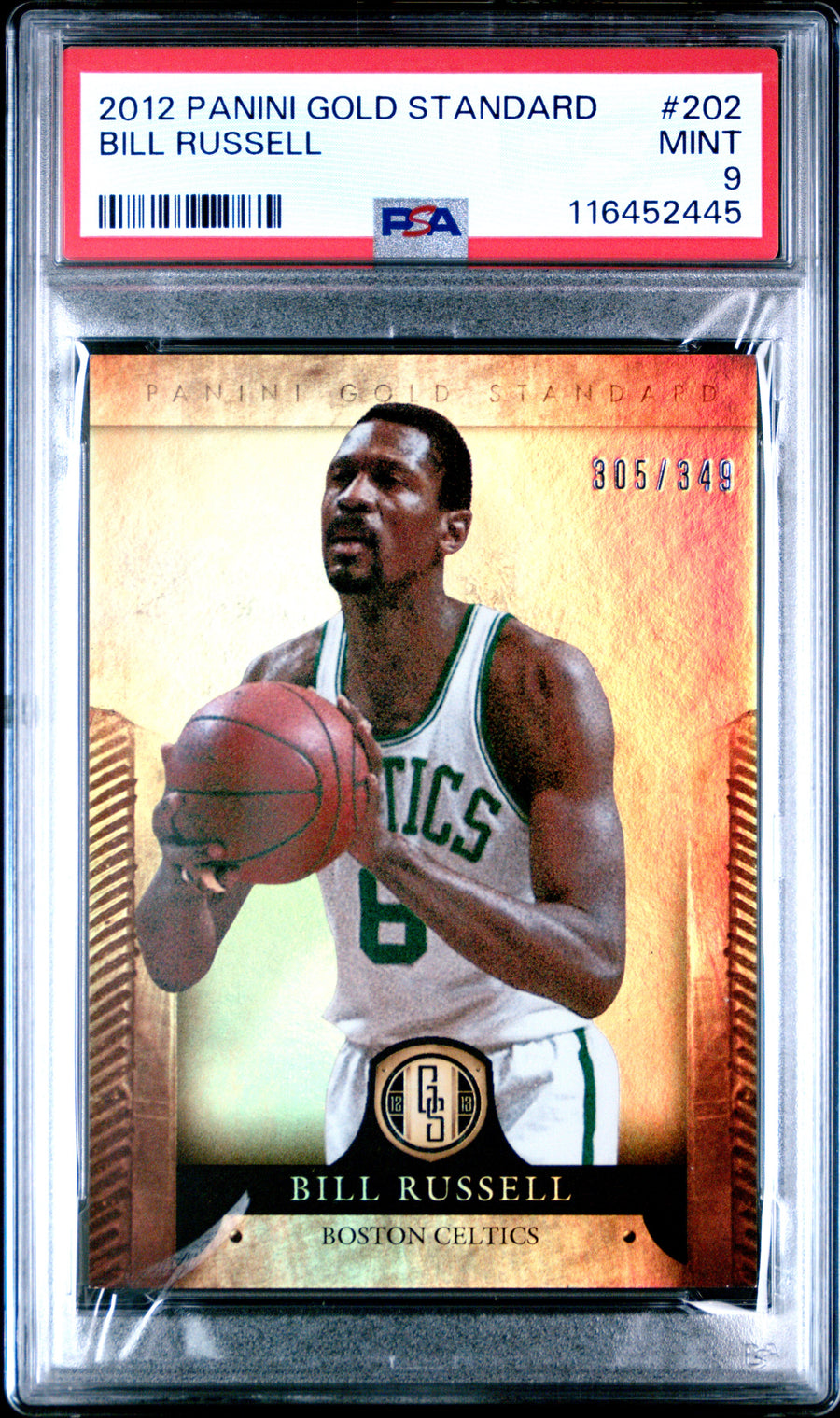 2012 Panini Gold Standard #202 Bill Russell 305/349 PSA 9 — Front