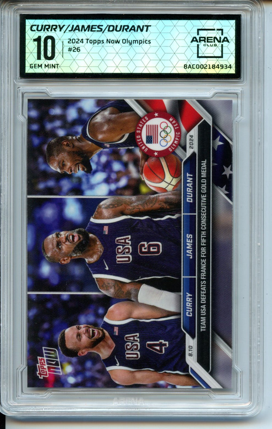 2024 Topps Now Olympic / Paralympic Games #26 LeBron James / Steph Curry / Kevin Durant Arena Club 10 — Front