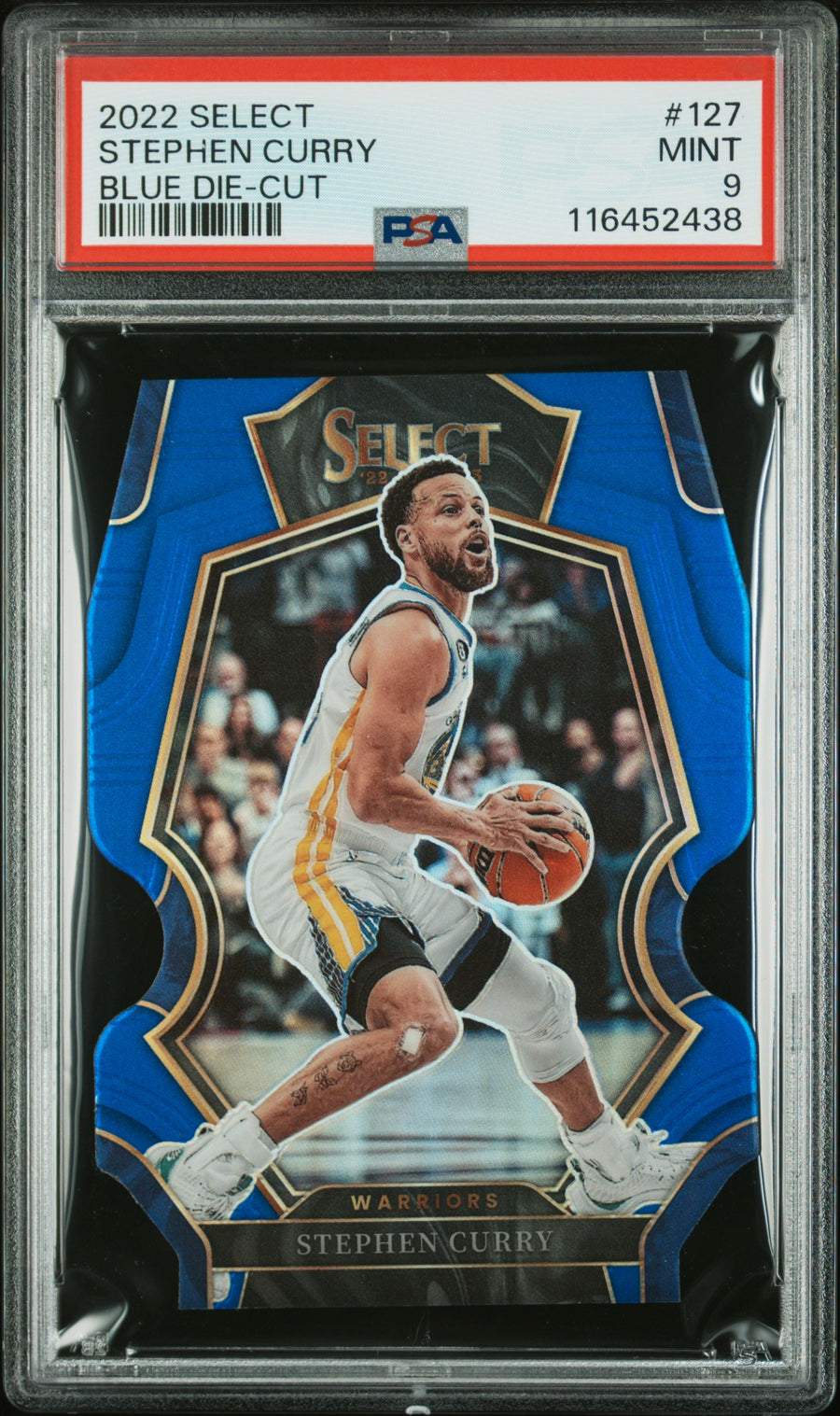 2022 Panini Select #127 Stephen Curry 068/249 Blue Die-Cut PSA 9 — Front