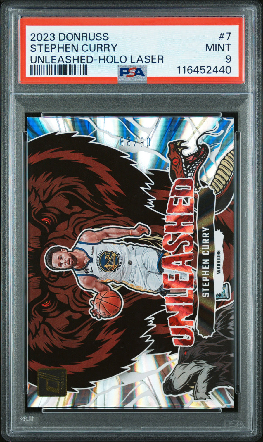2023 Panini Donruss Unleashed #7 Stephen Curry 05/99 Holo Laser PSA 9 — Front
