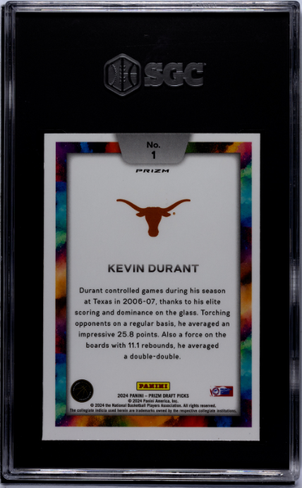 2024-25 Panini Prizm D.P. #1 Kevin Durant Black Color Blast SGC 9 — Back