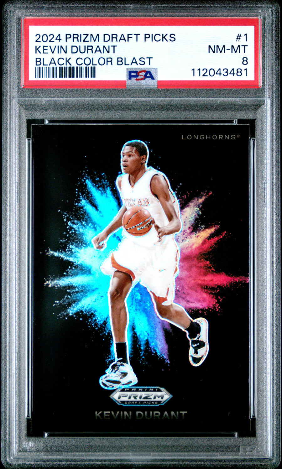 2024 Panini Prizm Draft Picks Black Color Blast #1 Kevin Durant PSA 8 — Front