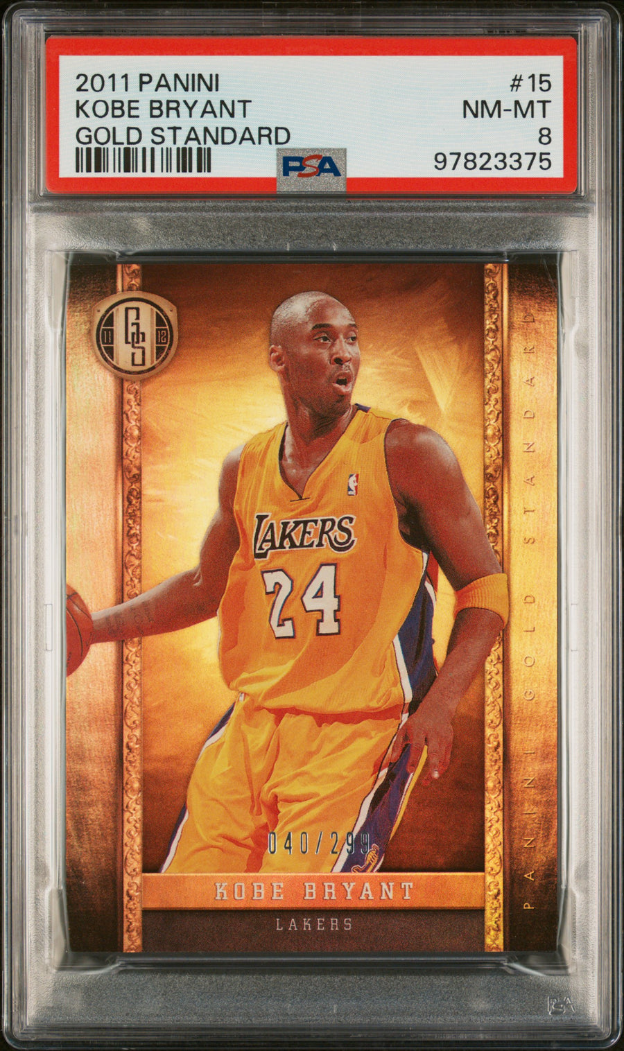 2011 Panini Gold Standard #15 Kobe Bryant 040/299 Gold Standard PSA 8 — Front