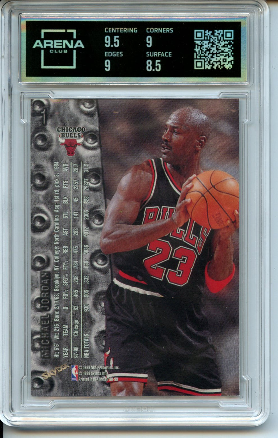 1998-99 Metal Universe #1 Michael Jordan Arena Club 9 — Back