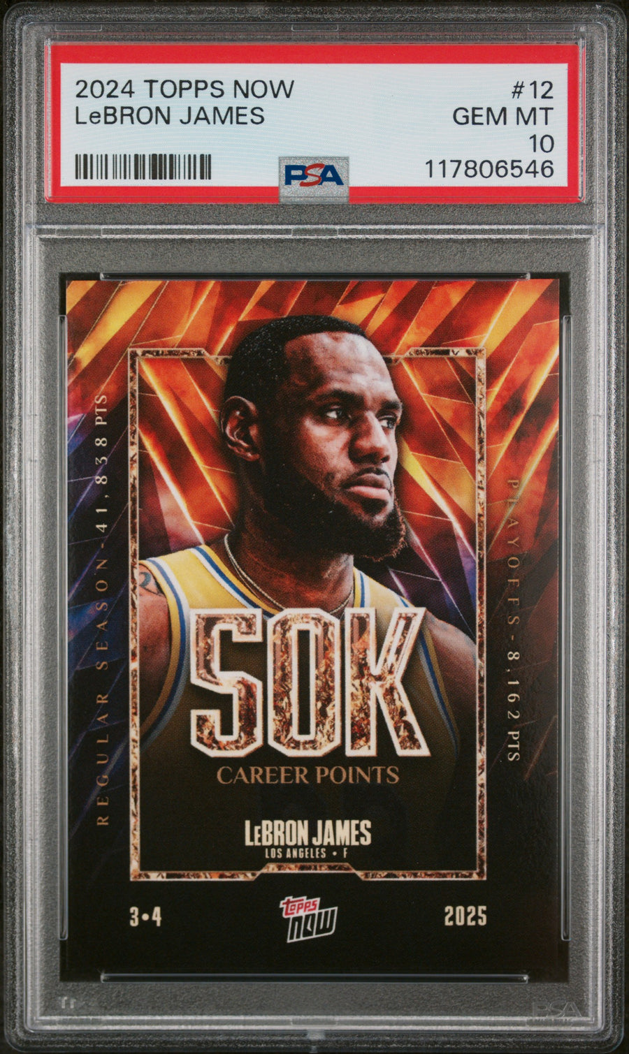 (1)2024 Topps Now #12 Lebron James PSA 10 — Front