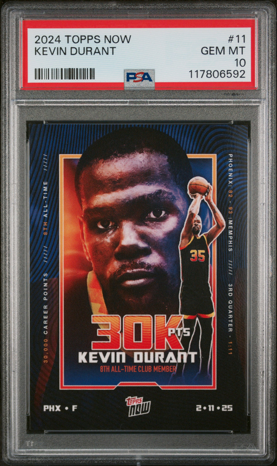 (5)2024 Topps Now #11 Kevin Durant PSA 10 — Front