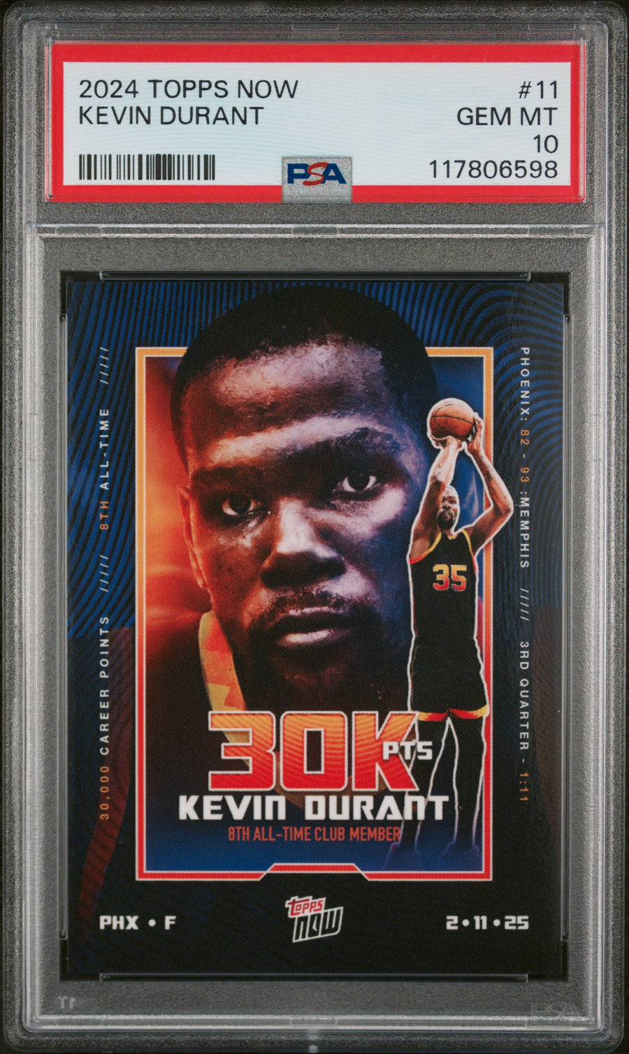 (6)2024 Topps Now #11 Kevin Durant PSA 10 — Front