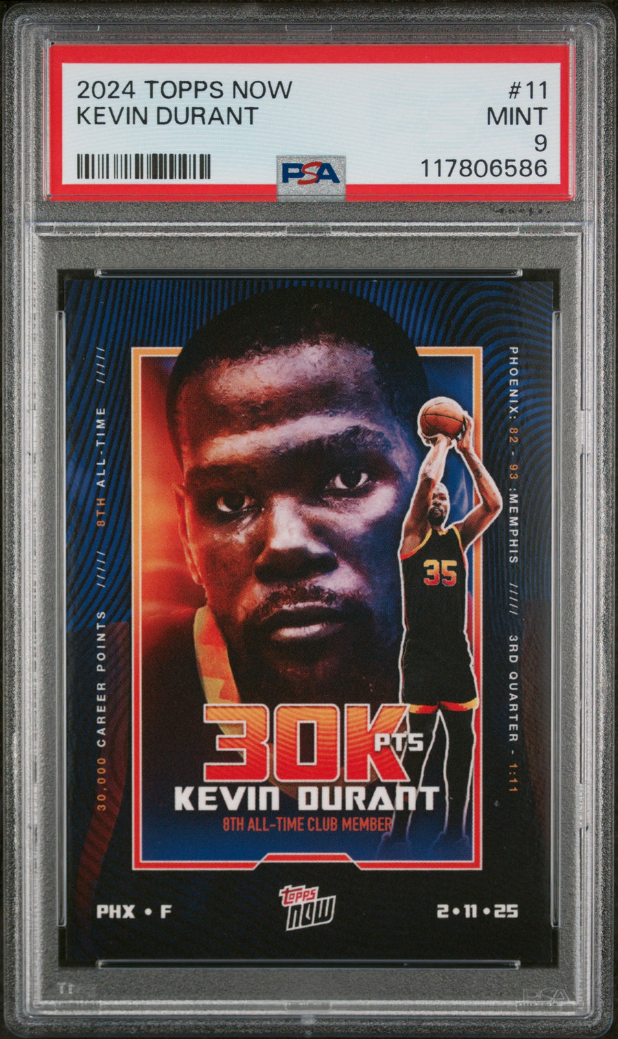 (5)2024 Topps Now #11 Kevin Durant PSA 9 — Front