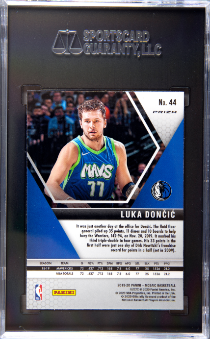 2019-20 Panini Mosaic #44 Luka Doncic Silver Prizm SGC 10 — Back