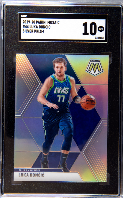 2019-20 Panini Mosaic #44 Luka Doncic Silver Prizm SGC 10 — Front