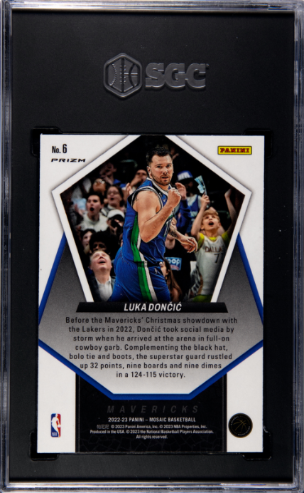 2022-23 Panini Mosaic #6 Luka Doncic Swagger SGC 9.5 — Back