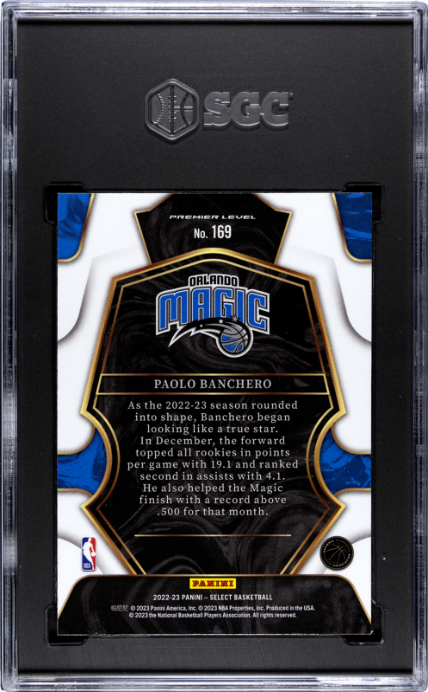 2022-23 Panini Select #169 Paolo Banchero RC Blue Retail SGC 10 — Back