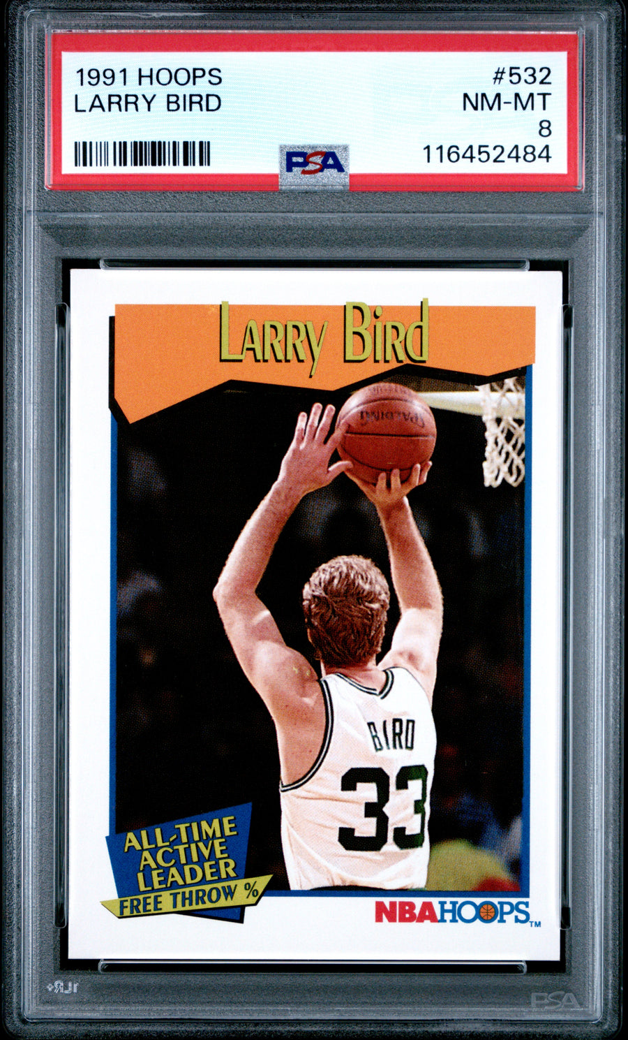 1991 Hoops #532 Larry Bird PSA 8 — Front