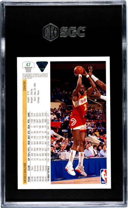 1991-92 Upper Deck #47 Moses Malone SGC 9 — Back