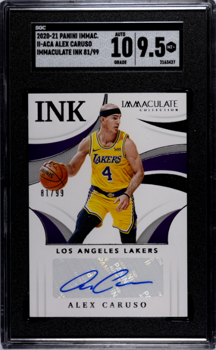 2020-21 Panini Immaculate Col. #II-ACA Alex Caruso 81/99 Immaculate Ink SGC 9.5-10 — Front
