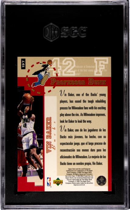 1995-96 Upper Deck Collector's Choice #197 Vin Baker Professor Dunk SGC 9.5 — Back