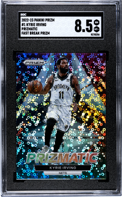 2022-23 Panini Prizm #1 Kyrie Irving Prizmatic Fast Break SGC 8.5 — Front