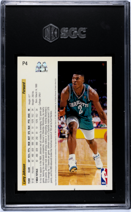 1992-93 Upper Deck McDonald's #P4 Larry Johnson SGC 7 — Back