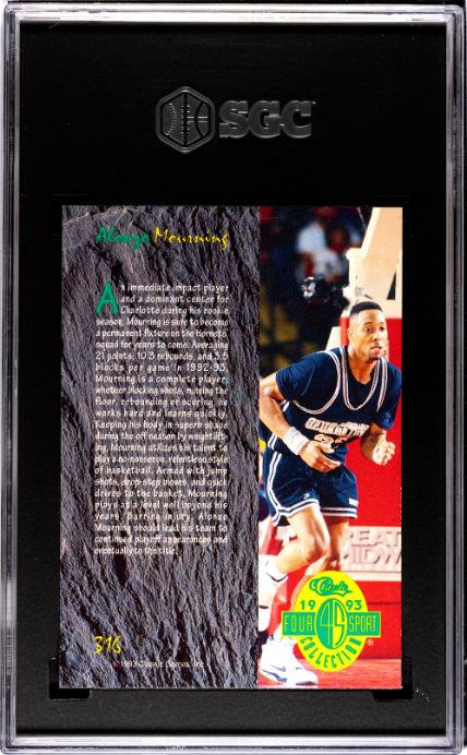 1993 Classic Four Sport #316 Alonzo Mourning All-Rookie SGC 8 — Back