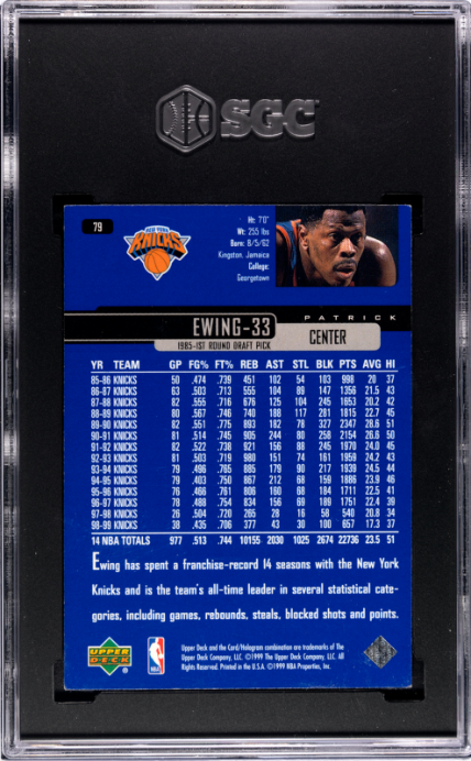 1999-00 Upper Deck #79 Patrick Ewing SGC 6 — Back