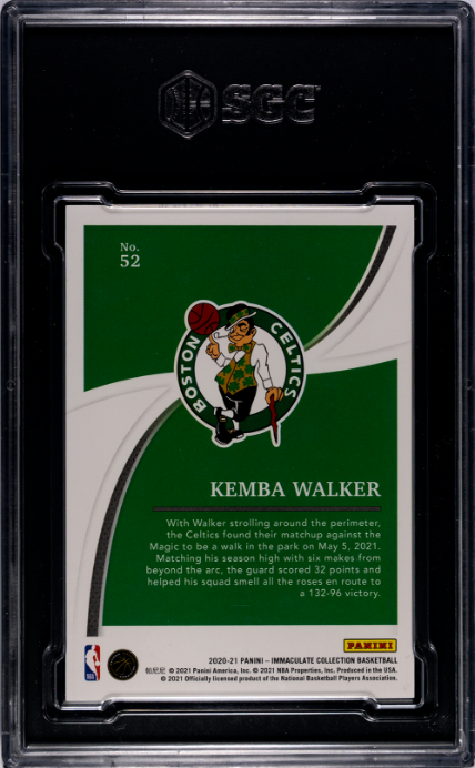 2020-21 Panini Immaculate Col. #52 Kemba Walker 38/99 SGC 9.5 — Back