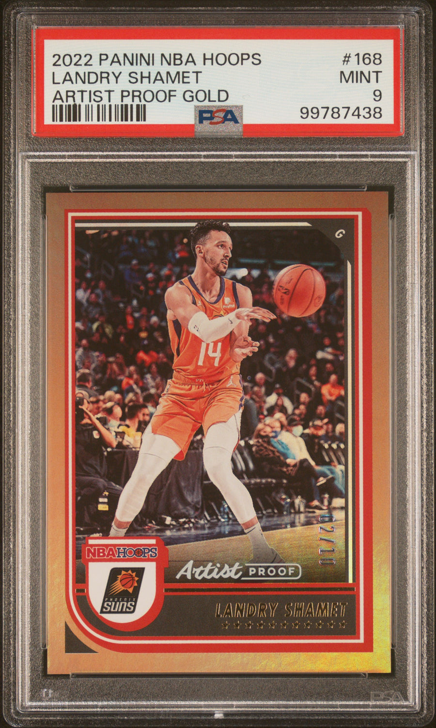 2022 Panini NBA Hoops #168 Landry Shamet 02/10 Artist Proof Gold PSA 9 — Front