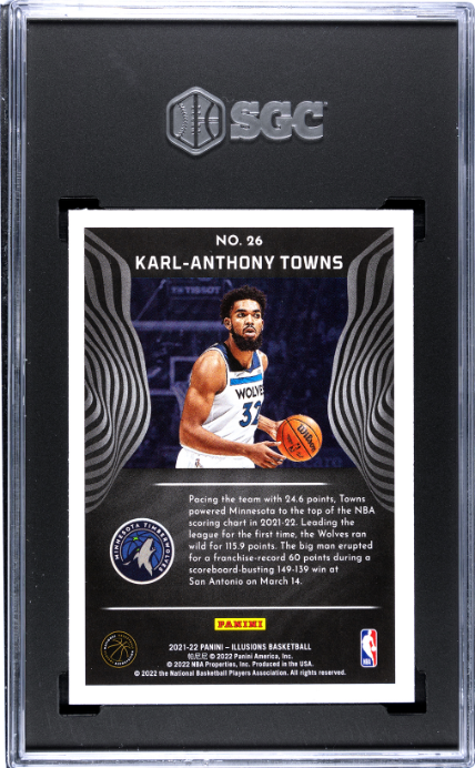 2021-22 Panini Illusions #26 Karl-Anthony Towns SGC 10 — Back