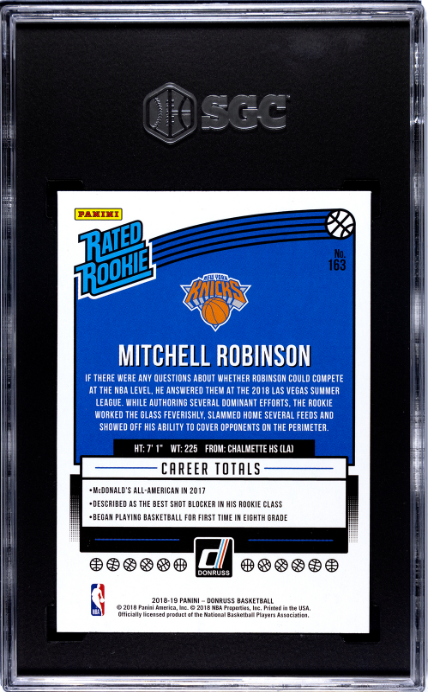 2018-19 Donruss #163 Mitchell Robinson RR SGC 9 — Back