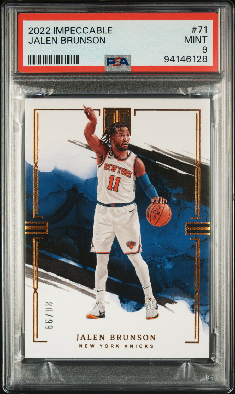 2022 Panini Impeccable #71 Jalen Brunson 80/99 PSA 9 — Front