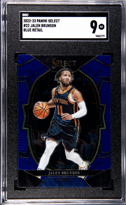 2022-23 Panini Select #22 Jalen Brunson Blue Retail SGC 9 — Front