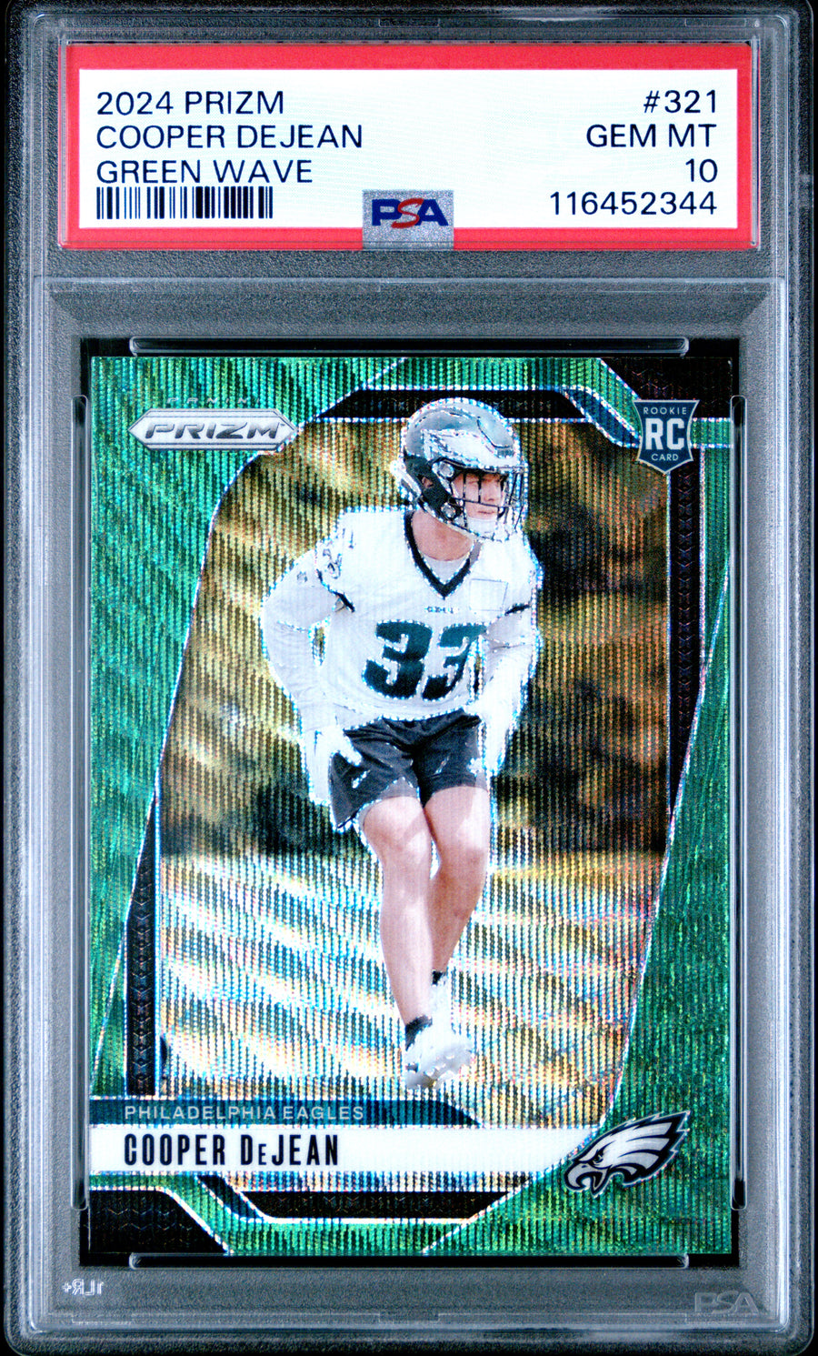 2024 Panini Prizm #321 Cooper Dejean RC Green Wave PSA 10 — Front