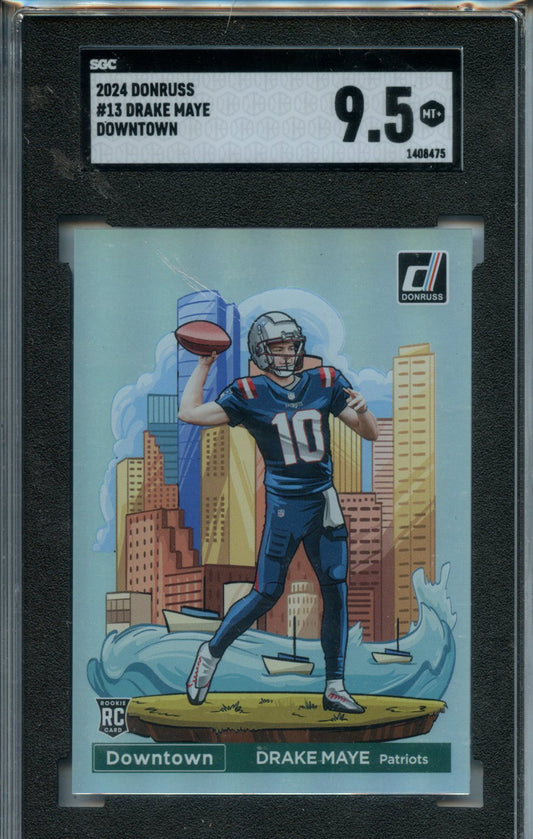 2024 Drake Maye Panini Donruss #13 – RC – Downtown – SGC 9.5 MT+